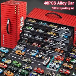 48PCS Container Simulation Alloy Car Model Finale Alloy Inertia Pull Back Mini Car Toy