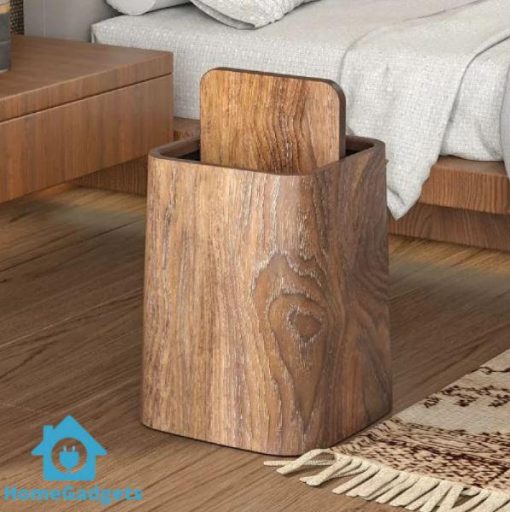Retro Wood Trash Can