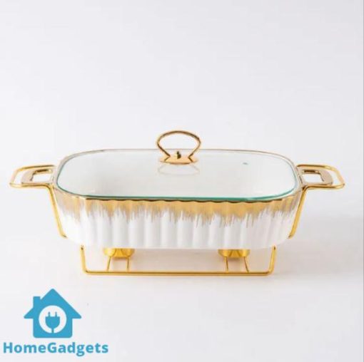 LUXURY CERAMIC BUFFET TRAT WARMING TRAY 3 PCS SET