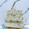 Gold Ceramics Chafing Dish Buffet Set Warmers Dish 3Pcs Set
