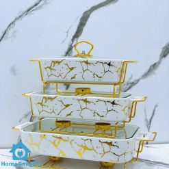 Gold Ceramics Chafing Dish Buffet Set Warmers Dish 3Pcs Set