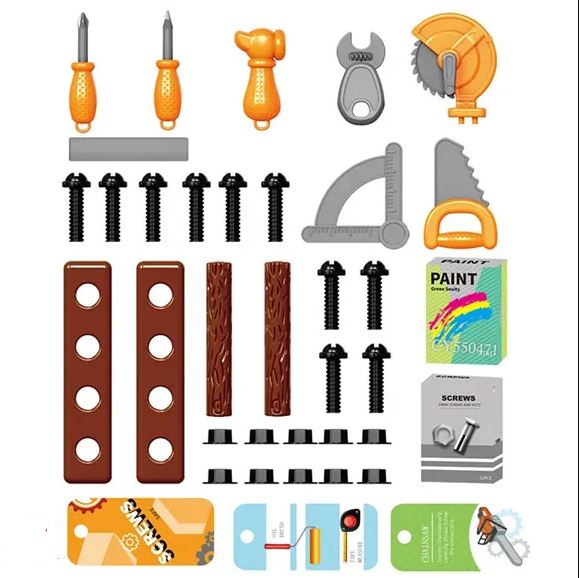 53 Pieces Tool Workbench Toy Pretend Play Kids Tool Bench Toys Set For Boys