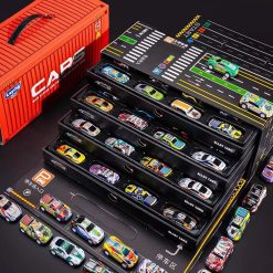 48PCS Container Simulation Alloy Car Model Finale Alloy Inertia Pull Back Mini Car Toy