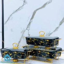 Gold Ceramics Chafing Dish Buffet Set Warmers Dish 3Pcs Set