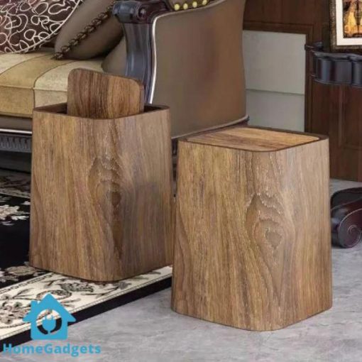 Retro Wood Trash Can