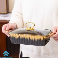 LUXURY CERAMIC BUFFET TRAT WARMING TRAY 3 PCS SET
