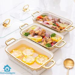 LUXURY CERAMIC BUFFET TRAT WARMING TRAY 3 PCS SET