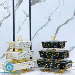 Gold Ceramics Chafing Dish Buffet Set Warmers Dish 3Pcs Set