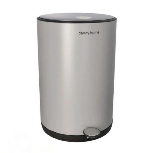 DANNY HOME Stainless Steel Dust Bin Powder Coating Metal Trash Can 10 Liter Gray