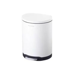 DANNY HOME Stainless Steel Dust Bin Powder Coating Metal Trash Can 6 Liter White
