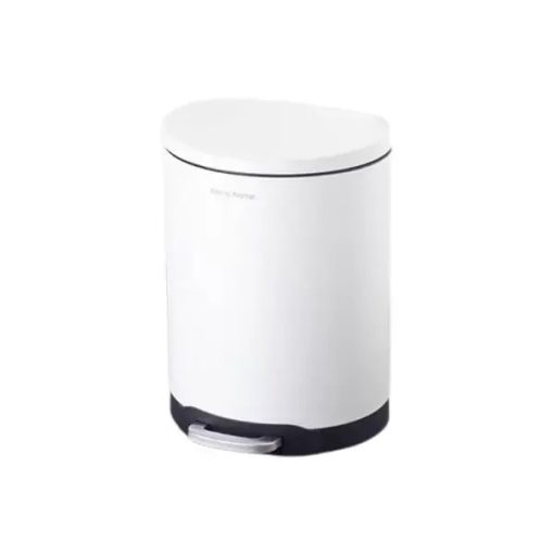 DANNY HOME Stainless Steel Dust Bin Powder Coating Metal Trash Can 6 Liter White