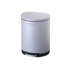 DANNY HOME Stainless Steel Dust Bin Powder Coating Metal Trash Can 6 Liter Gray