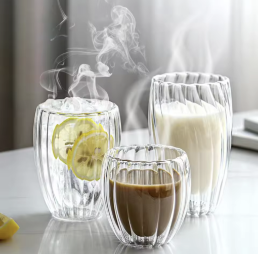 Striped Double Wall Borosilicate Glass 350ml - Image 2