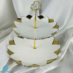 Luxury Classic Gold Tulip Pastry Stand 2 Tier