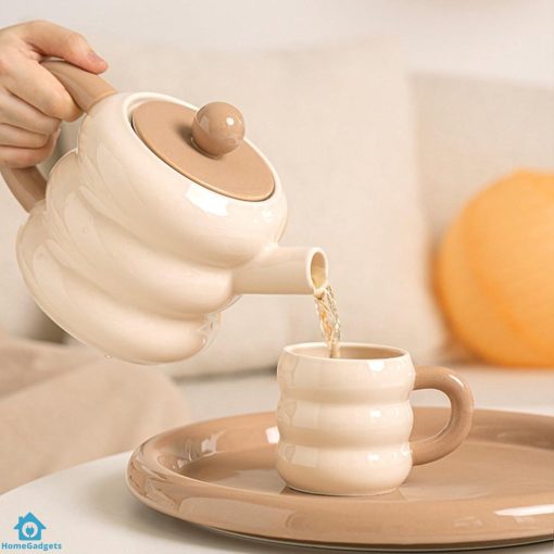 Dounts Porcelain Tea Set on a Wooden Stand 16-Piece - Image 3