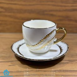 Elegance Bone China Coffee Tra Cups Saucers Set of 6