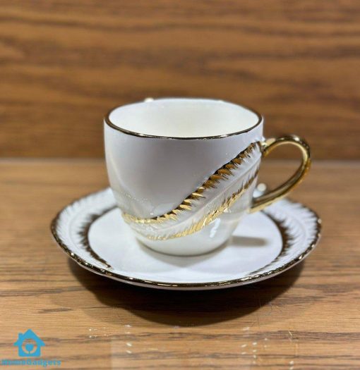 Elegance Bone China Coffee Tra Cups Saucers Set of 6