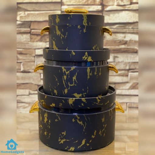 PREMIUM HOTPOT SET BLACK MARBLE SET OF 3