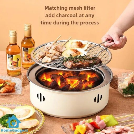 Portable Charcoal Grill Outdoor BBQ Stove with Tea Portable Grill