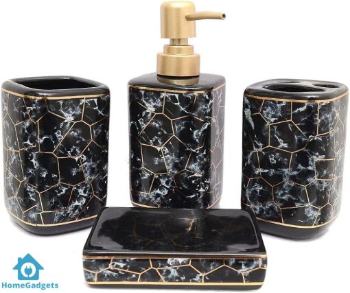 Bathroom Set Marble Black Set Of 4Pcs