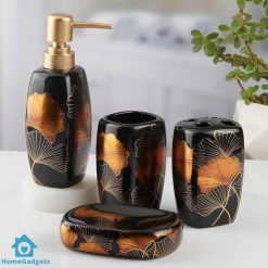 Flora Bathroom Set Stone Set of 4-Pcs Black