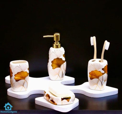 Flora Bathroom Set Stone Set of 4Pcs
