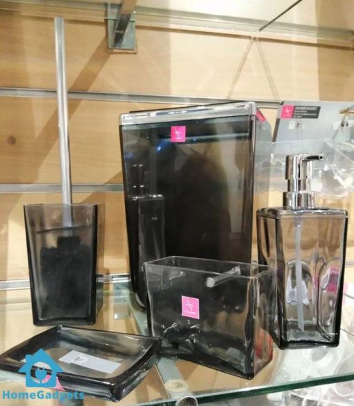 Primanova Bathroom Set Square Clear Acrylic Black With Silver Frame - Image 2