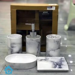Limon Plastic Bathroom Set Of 5 – Marble