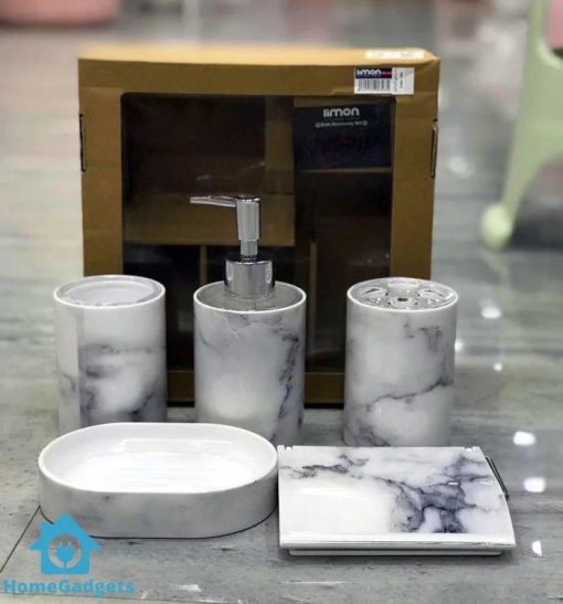 Limon Plastic Bathroom Set Of 5 – Marble