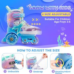 Mermaid Skates Adjustable Girls Roller Skates Indoor Outdoor