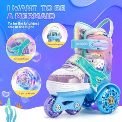 Mermaid Skates Adjustable Girls Roller Skates Indoor Outdoor