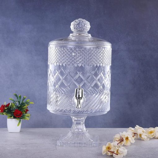 Glass Juice Dispenser Stand With Glass Lid - 4.5 Liter