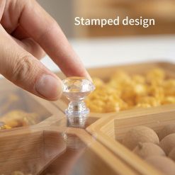 4 Grid Bamboo Serving Tray with Acrylic Lid