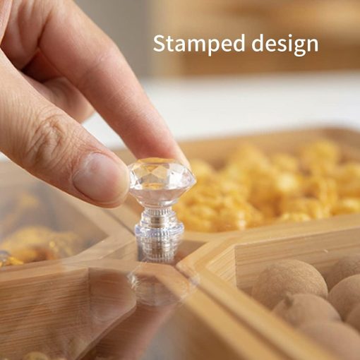 4 Grid Bamboo Serving Tray with Acrylic Lid