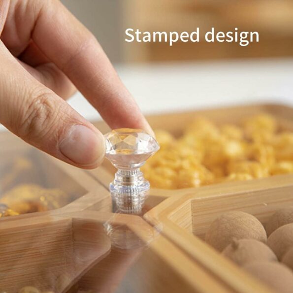 4 Grid Bamboo Serving Tray with Acrylic Lid