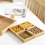 Bamboo Divided Serving Tray with Clear Acrylic Lid