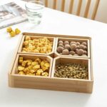 Bamboo Divided Serving Tray with Clear Acrylic Lid