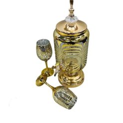 Fancy Glassware Water Set with Dispenser Gold