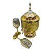 Fancy Glassware Water Set with Dispenser Gold