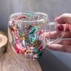 Double Wall Floral Glass Mug 1Pcs
