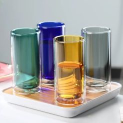 Neon Color Glass Double Wall Cylindrical Glass 400ml