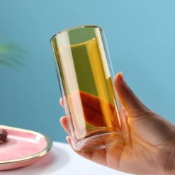 Neon Color Glass Double Wall Cylindrical Glass 400ml