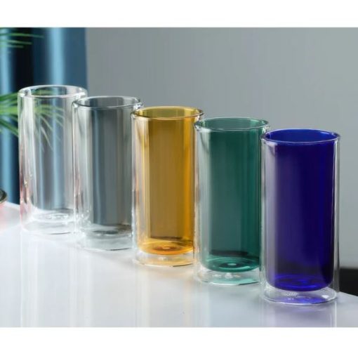 Neon Color Glass Double Wall Cylindrical Glass 400ml