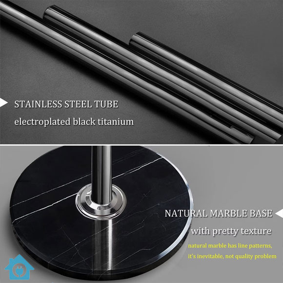 Metal Coat Rack Stand with Natural Marble Base – Free Standing Hall Tree with 12 Hooks (Black) 8 Metal Coat Rack Stand with Natural Marble Base