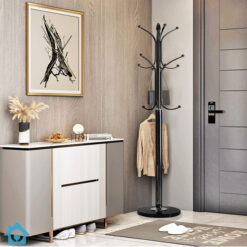 Metal Coat Rack Stand with Natural Marble Base – Free Standing Hall Tree with 12 Hooks (Black) 11 Metal Coat Rack Stand with Natural Marble Base