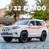 Diecast 1:32 Scale Toyota prado Models Of Cars Metal Model Sound And Light Pull Back SUV 6 Doors Can Be Opened For Kids Toys