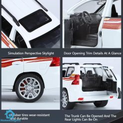 Diecast 1:32 Scale Toyota prado Models Of Cars Metal Model Sound And Light Pull Back SUV 6 Doors Can Be Opened For Kids Toys