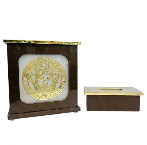 Fancy Wooden Dustbin And Tissue Box Set
