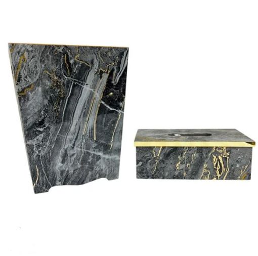 Fancy Wooden Dustbin And Tissue Box Set 2 Pcs