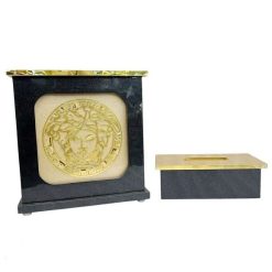 Fancy Wooden Dustbin And Tissue Box Set